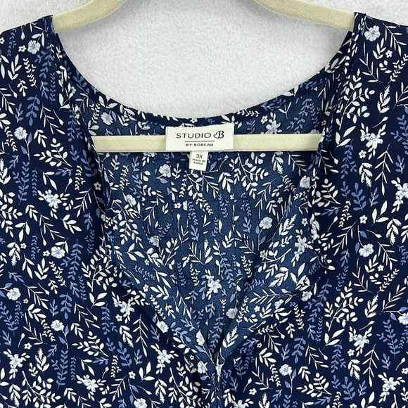 Studio B by Bobeau Women’s Blouse Top Plus Size 3X Blue Sleeveless Polyester - Picture 2 of 9